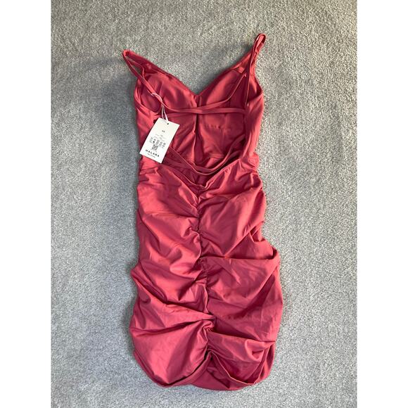 NWT Halara Women's pink Sleeveless Ruched Bodycon Mini Casual Dress Size XS - Picture 4 of 7